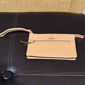 Kate Spade Beige Wristlet with Zipper